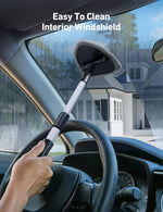 astroAI Windshield Cleaner Tool with Extendable Handle and 4 Reusable Microfiber Pads for Car Interior Detailing Cleaning Kit, Gray, 15.9-21in
