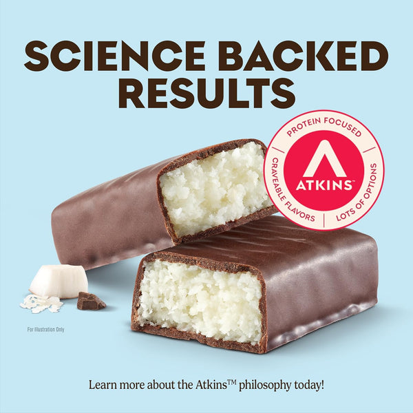 Atkins Endulge Chocolate Coconut Flavored Snack Bar, Low Sugar, High Fiber, 16 Count