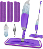 HOMTOYOU Lightweight Microfiber Spray Mop for Hardwood, Tile, and Vinyl Floors - Includes 3 Washable Pads