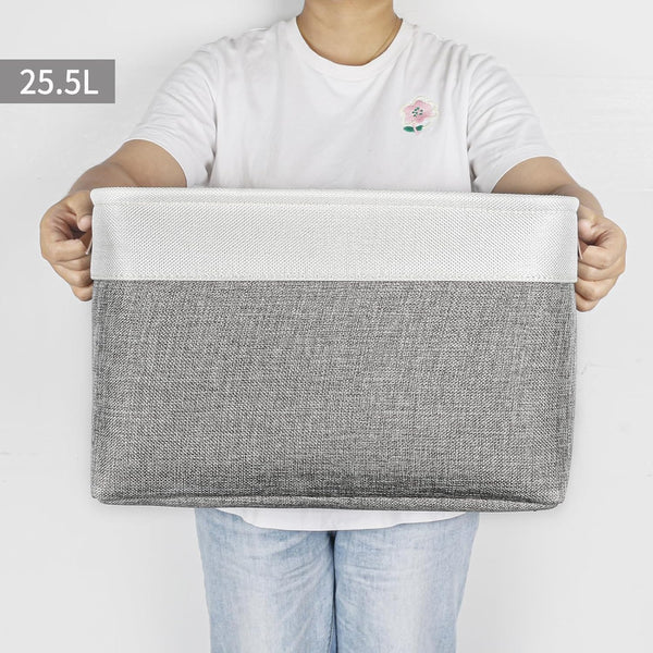 Large Fabric Storage Bins for Shelves 3 Pack Grey and White