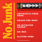Grass Fed Beef and Pork Meat Sticks, 13g Protein, 2 oz, Pack of 20