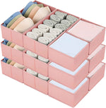 DIMJ Drawer Organizers Clothes, Set of 4 Dresser Organizer Bins, Fabric Closet Organizers and Storage, Shallow Drawer Dividers for Nursery, Clothing, Baby Clothes, Socks, Underwears, Tie (Beige)