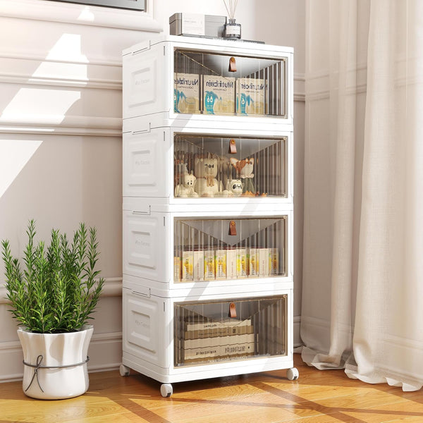 4-tier storage bins with lids for home office and dorm use