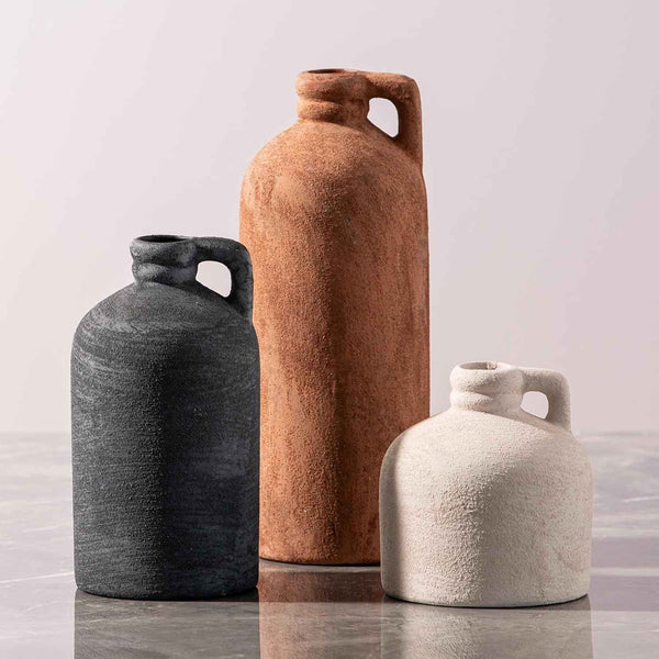 Ceramic Vase Home Table Decor - White Flower Vase Set of 3 Living Room Kitchen Decorations Farmhouse Modern Rustic Vases Decorative Centerpiece for Shelf Bedroom Office Bathroom Dining Coffee Desk