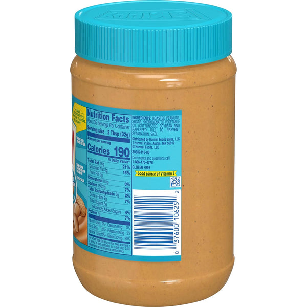 SKIPPY Creamy Peanut Butter Spread, 2 Pack, 40 oz Jars, Shelf-Stable, Kosher, Gluten-Free, Tree Nut-Free
