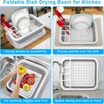 Collapsible Dish Drying Rack for Kitchen Counter with Drainboard