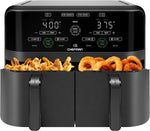 CHEFMAN 6 Quart Dual Basket Air Fryer Oven with Easy View Windows, Sync Finish, Hi-Fry, Auto Shutoff, 2 Independent 3Qt Nonstick Dishwasher Safe Frying Baskets, Digital Double Air Fryer - Black