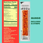 Organic Mango Fruit Jerky - 12 Individually Wrapped Fruit Strips - Snacks, Vegan