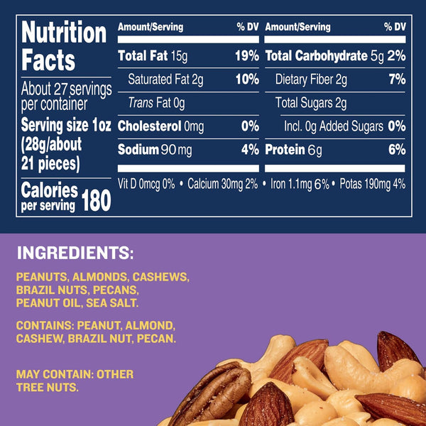 Planters Mixed Nuts, 27 oz, Resealable Jar, Kosher