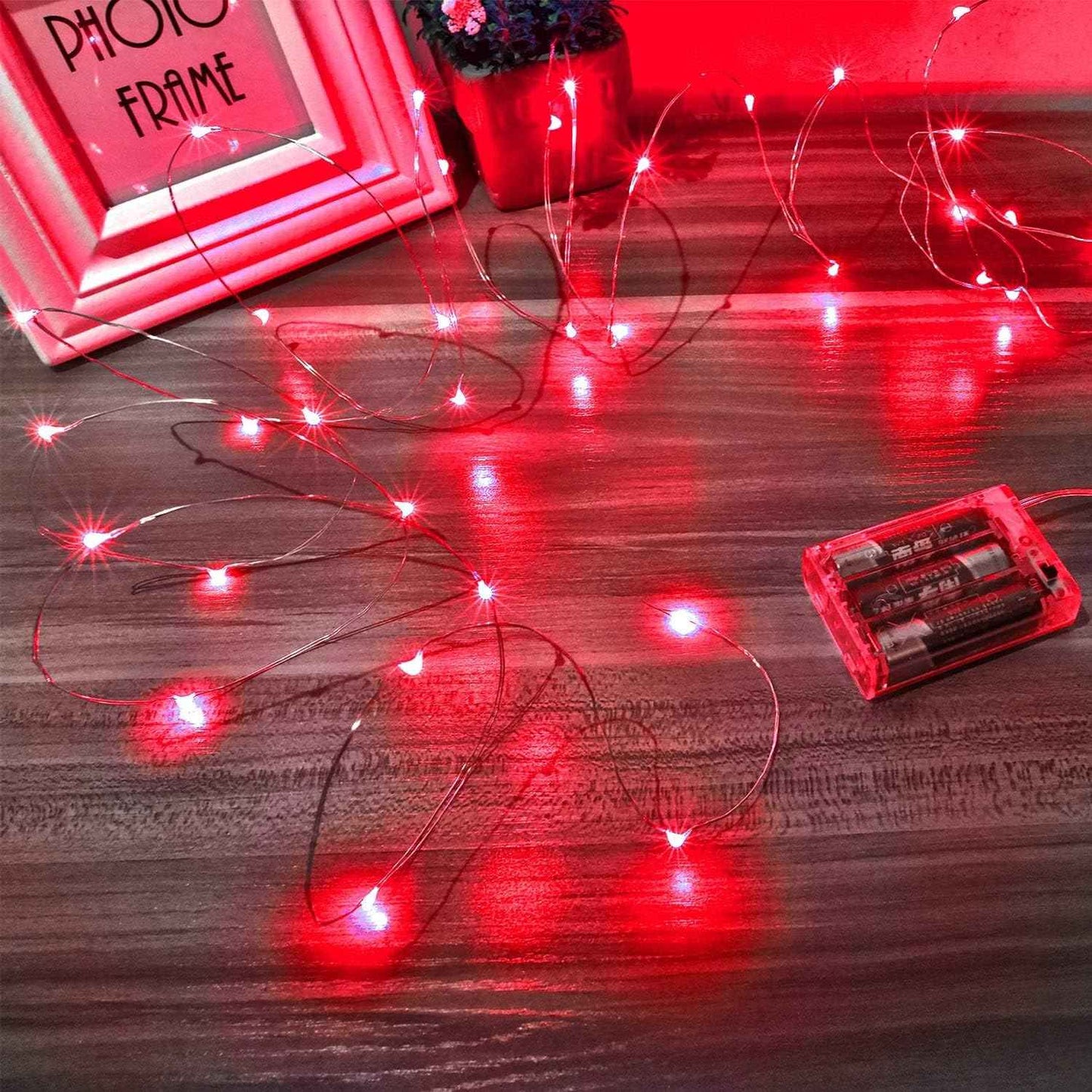 Led Fairy Lights Battery Operated, 1 Pack Mini Battery Powered Copper Wire Starry Fairy Lights for Bedroom, Christmas, Parties, Wedding, Centerpiece, Decoration (5m/16ft Warm White)