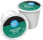 Happy Belly Medium Roast Coffee Pods, Kona Blend, 100 Count, Compatible with Keurig 2.0 K-Cup Brewers