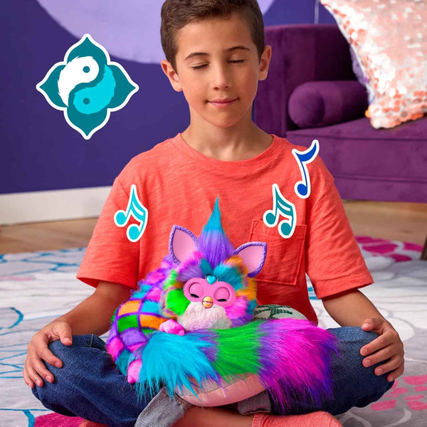Furby DJ Interactive Toy, Neon Star, Snuggly Electronic Plush, Music, Lights, Games, 32 in Long, Speaks English & Furbish, 6+ Years