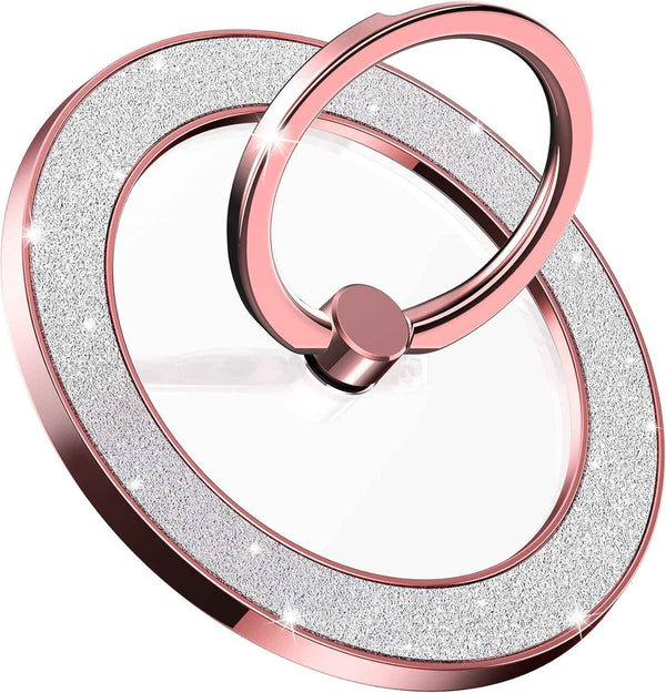 Magnetic Phone Ring Holder for MagSafe Cell Phone Grip Stand Finger Ring Stand Compatible with iPhone 17 16 15 14 13 12 Pro Max MagSafe Accessories Android. (Glitter Gold)