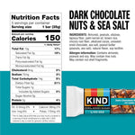 Kind Zero Added Sugar Snacks Bars, Dark Chocolate Nuts & Sea Salt, Gluten Free, High Fiber, Keto Snacks, 5g Protein, 5 Count