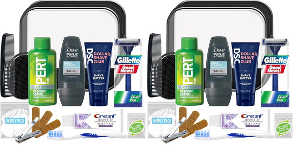 Convenience Kits International Men’s Super Deluxe, 16-Piece Kit with Travel Size TSA Compliant Essentials in Reusable Zippered Toiletry Bag