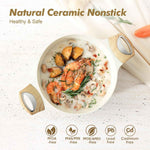 SENSARTE Ceramic Nonstick Stock Pot with Lid, 2.6/4.5/6.6/8.5 QT, PFOA PFAS PTFE Free, Induction Compatible, White, Large Cooking