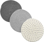 Potholders Set Trivets Set 100% Pure Cotton Thread Weave Hot Pot Holders Set, Gray