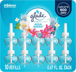 Glade PlugIns Air Freshener Refills, Aqua Waves Scent with Essential Oils, 10-Count
