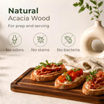 Acacia Wood Cutting Board Set of 3 with Holder and Juice Grooves for Kitchen Use