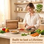 Acacia Wood Cutting Board Set of 3 for Kitchen with Deep Juice Groove