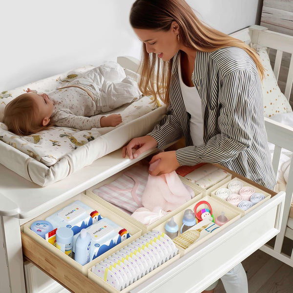 Beige Non-Woven Fabric Drawer Organizer Set of 12