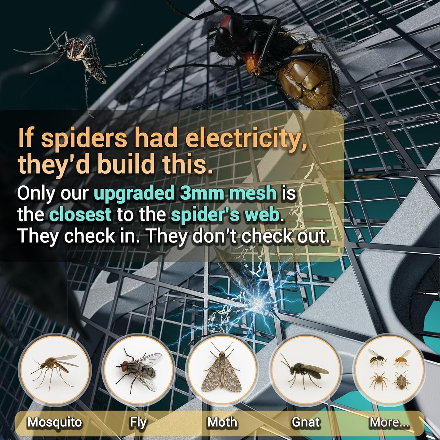 Electric Fly Swatter, Bug Zapper, Mosquito Zapper Racket | Gold Zone Voltage, Densest 3 mm Mesh, Apple-Like Weight - AA Battery Powered (not incl.) - Indoor & Outdoor Use with Pro Swat Tips