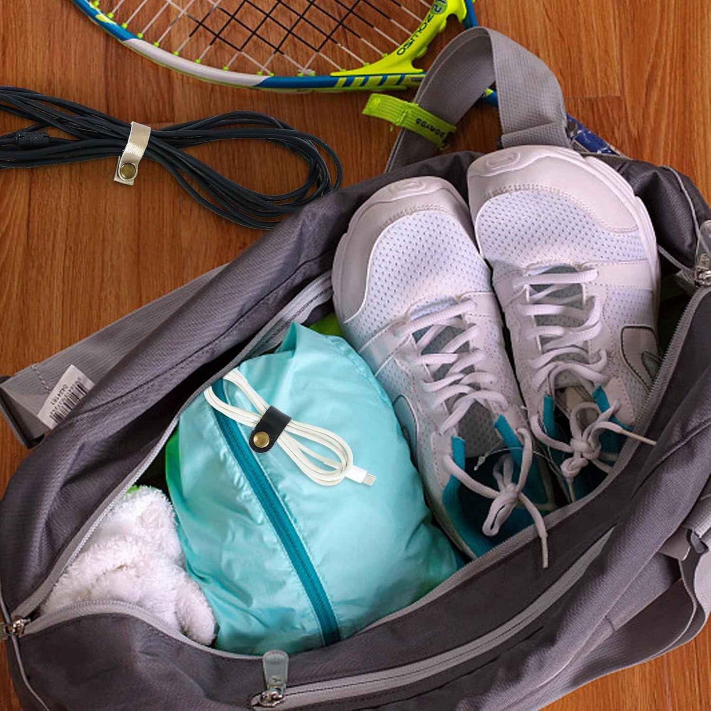 25Pcs Leather Headphone Cord Organizer Straps, Cable Holder Management for Organizing Portable Cable Earphone Wires, Stocking Stuffers Gifts for Men