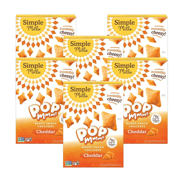 Simple Mills Pop Mmms Cheddar Baked Snack Crackers, Gluten Free, 4 Ounce (Pack of 3)