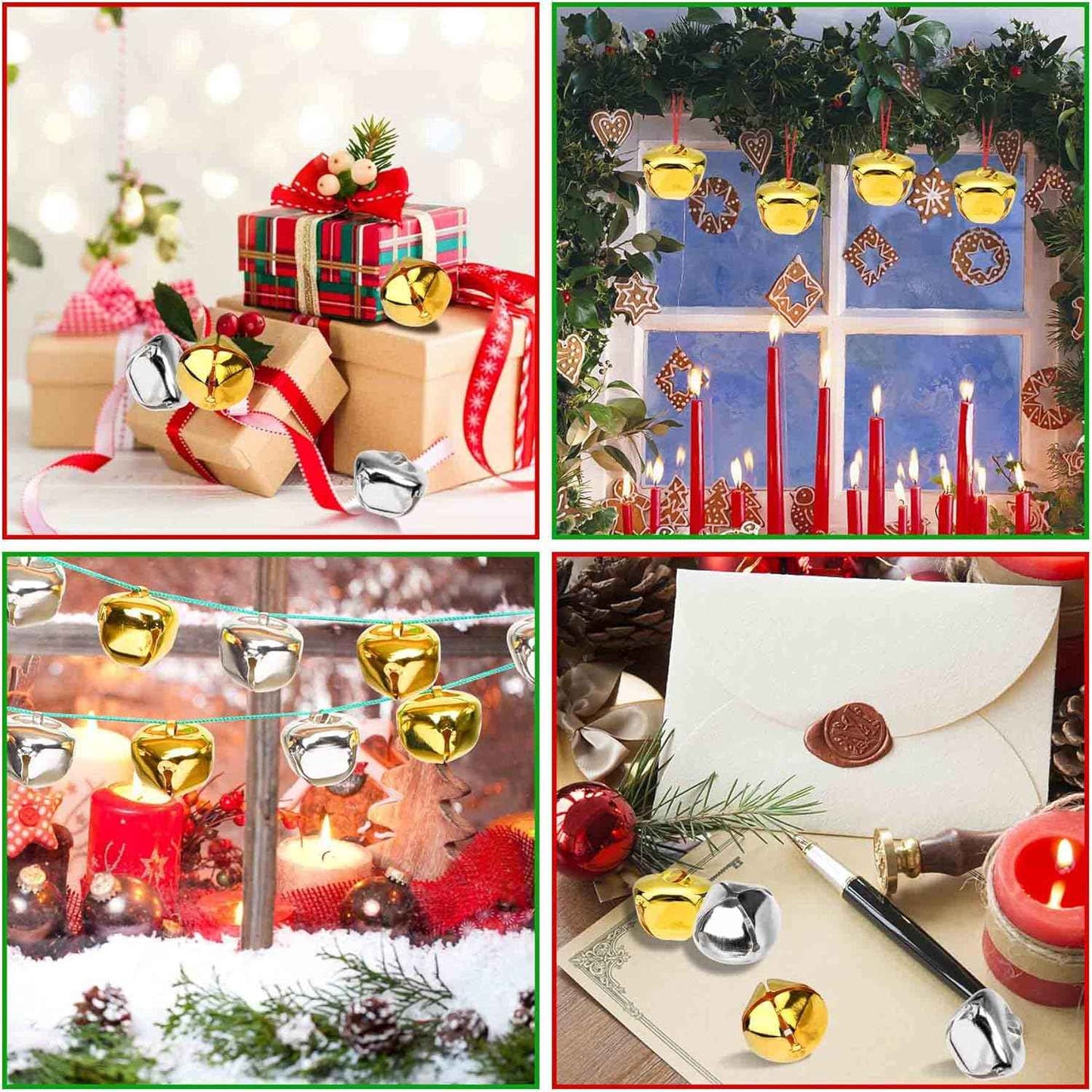 Augshy 100 Pieces Jingle Bells 4/5Inch Craft Bell Bulk for Christmas Home and Pet Decorations Xmas Decor Party Favors Supplies (Gold and Silver)