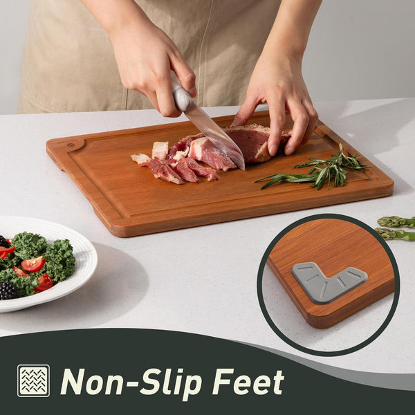Bamboo Cutting Board Set with Non-Slip Feet and Juice Groove Chopping Boards