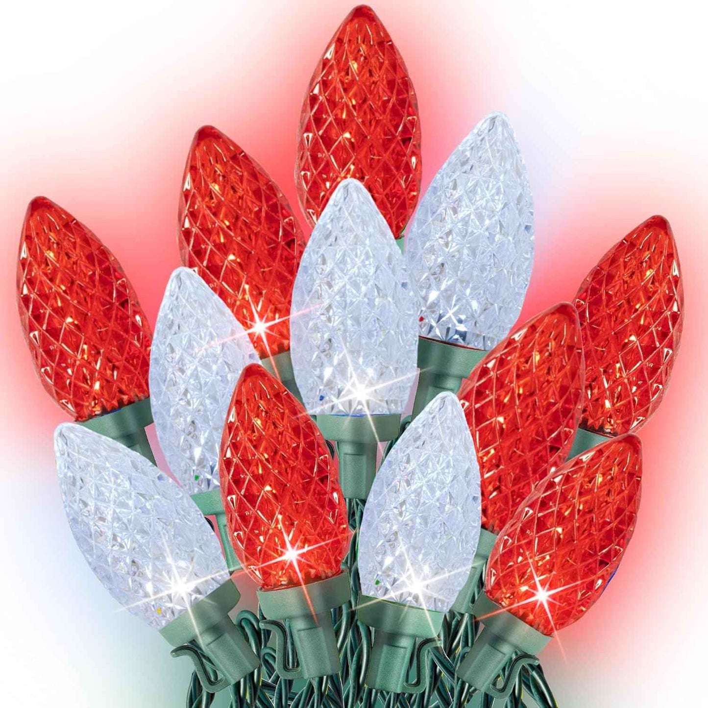 Dazzle Bright C9 Christmas String Lights, 100 LED 66 FT Waterproof Connectable Green Wire Fairy Lights, Christmas Lights for Indoor Outdoor Home Yard Xmas Tree House Decorations (Warm White)