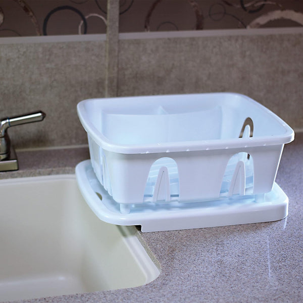 Compact RV Dish Drainer with Sloped Drain Tray Design for Small Spaces