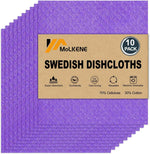 Swedish Dish Cloths - 10 Pack Reusable Kitchen Dishcloths - Ultra Absorbent Dish Towels for Washing Dishes - Cellulose Sponge Cloth Cleaning Rag - Assorted