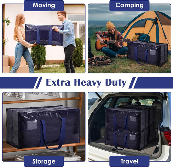 6 Pack Moving Bags Heavy Duty 210GSM with Full-Open Side Zipper for College Dorm Move-In