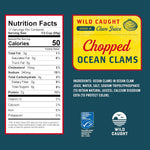 snow's ocean chopped clams can, 51 oz can, 7g protein, gluten free, no msg, 99% fat free, keto friendly