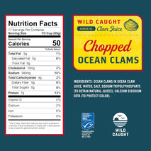 snow's ocean chopped clams can, 51 oz can, 7g protein, gluten free, no msg, 99% fat free, keto friendly