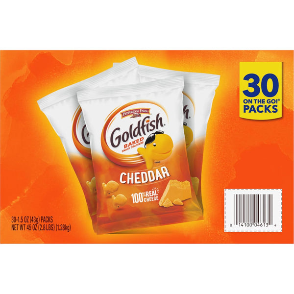 Goldfish Cheddar Crackers, 1.5 oz. Snack Packs, 30 Count