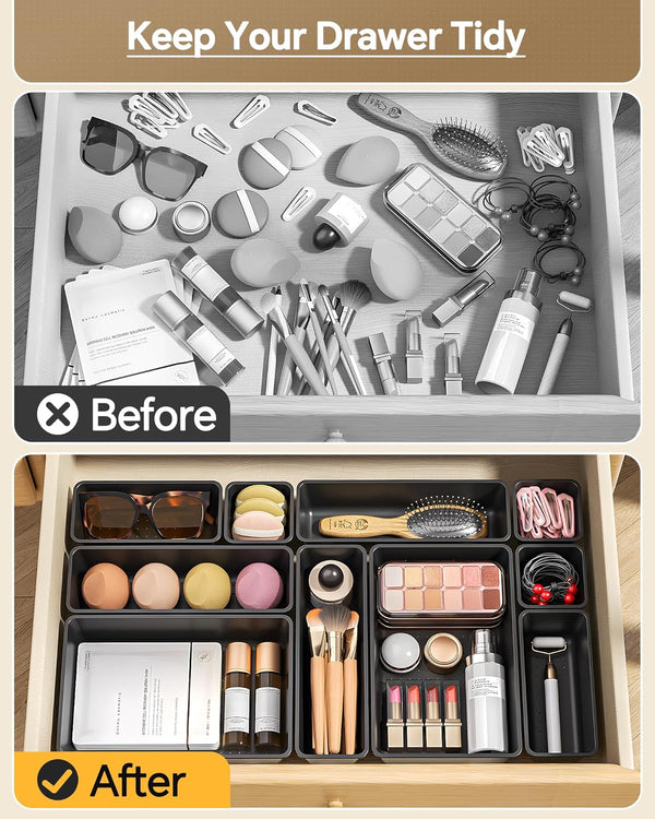 25 PCS Plastic Drawer Organizers Set for Makeup and Desk Drawers