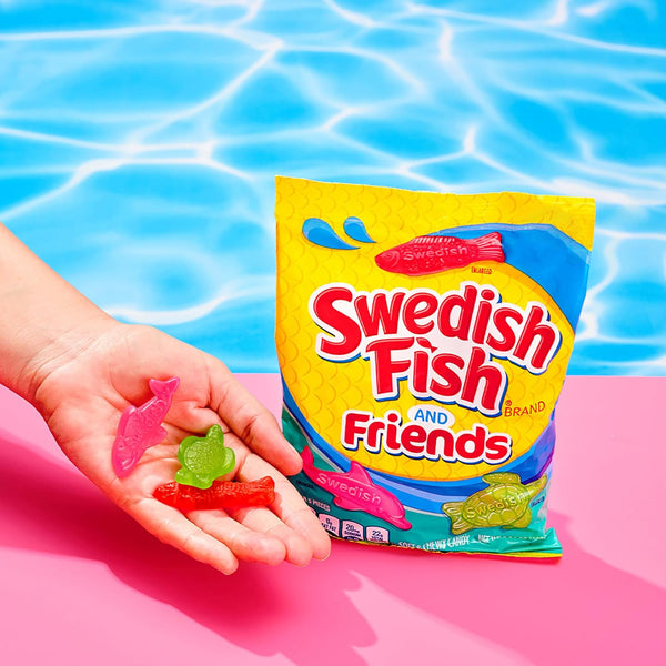 Bulk Swedish Fish and Friends Soft & Chewy Gummy Candy, 12-3.59 oz Bags