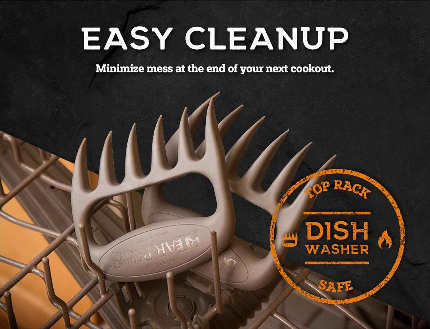 Bear Paws Meat Claws - The Original Meat Shredder Claws for Pulled Pork, USA Made - Easily Lift, Shred, Pull and Serve Pork, Chicken, Brisket and Turkey - Gift for Dad on Father's Day! (Gray)