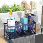 Cisily Sink Caddy Sponge Holder for Kitchen with Brush Holder and Stainless Steel Self Drain Tray, Rustproof Kitchen Sink Organizer for Sponge, Soap Dispenser Storage Accessories