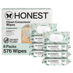 Honest Company Hypoallergenic Baby Wipes for Sensitive Skin, Fragrance-Free, 576 Count (6 Packs of 96)