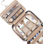 NISHEL Travel Toiletry Bag for women, Portable Hanging Organizer for Travel-Sized Shampoo, Conditioner, Brushes Set, makeup Accessories, Medium Size, Pink