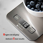 Etekcity digital kitchen scale, medium, 304 stainless steel, 11lb capacity, LCD display, grams and ounces