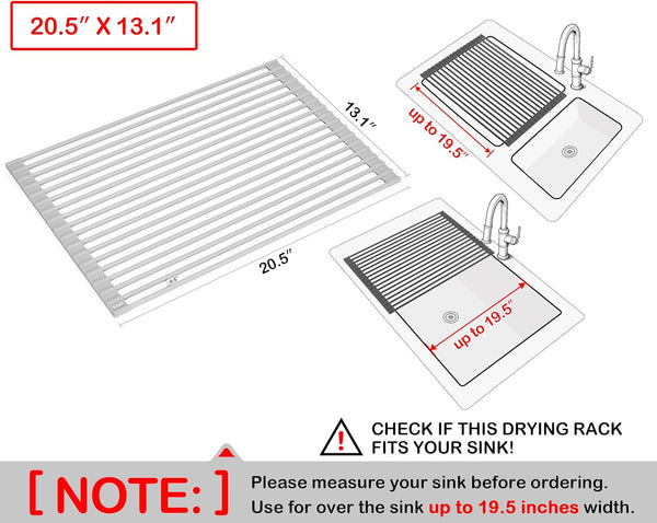 20.5 x 13.1 Inch Roll-Up Dish Drying Rack for Large Kitchen Sinks