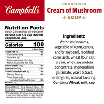 Campbell's 10.5 oz Cream of Mushroom Soup, 12-Pack Canned Condensed Soup for Holiday Recipes