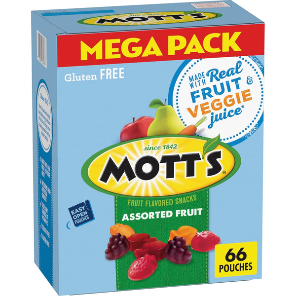 Mott's Assorted Fruit Snacks Family Pack, Gluten Free Gummies, 40 Count Individual Pouches