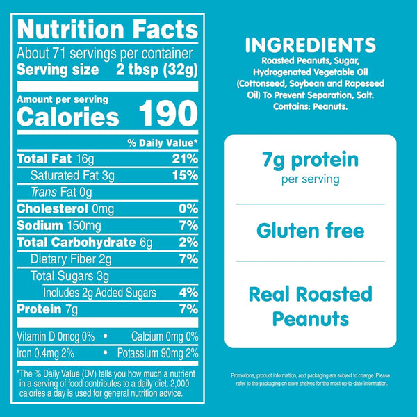 SKIPPY Creamy Peanut Butter, 80 oz Jar, 7g Protein per Serving
