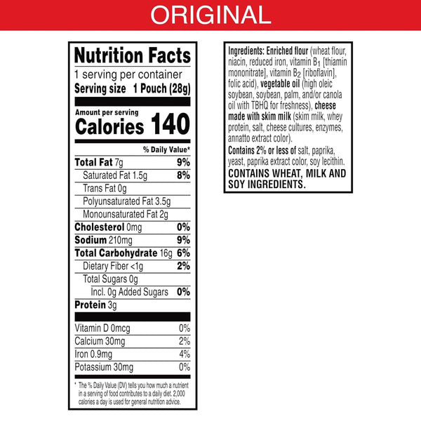 Cheez-It Original Baked Snack Crackers, 40 Individually Wrapped Packs