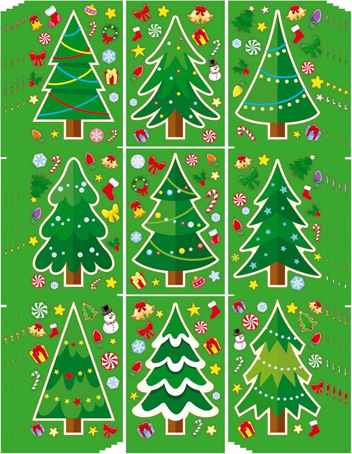 JOYIN 24 Pcs Christmas Tree Stickers, Make Your Own Christmas Tree Green Stickers Sheets, Party Favors for Kids Xmas Party Supplies, Classroom Games, Stocking Stuffers Holiday Presents